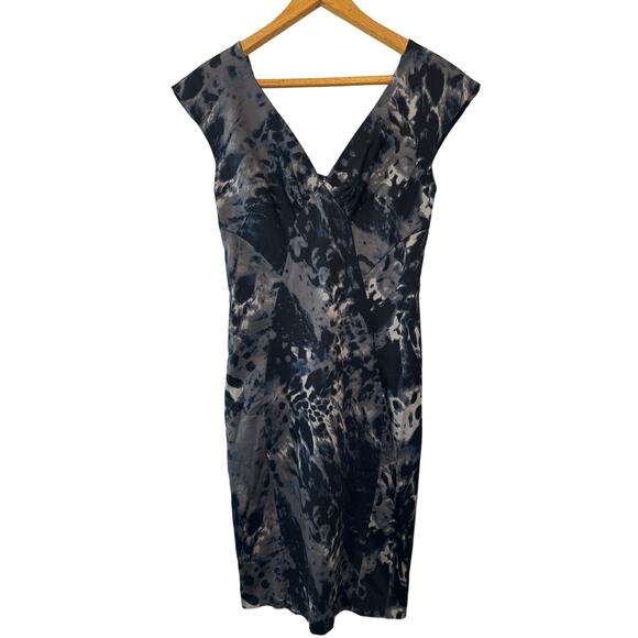 Samantha Sung Black & Gray Animal Print Knee Length Cocktail Dress Size 6 - Picture 1 of 10